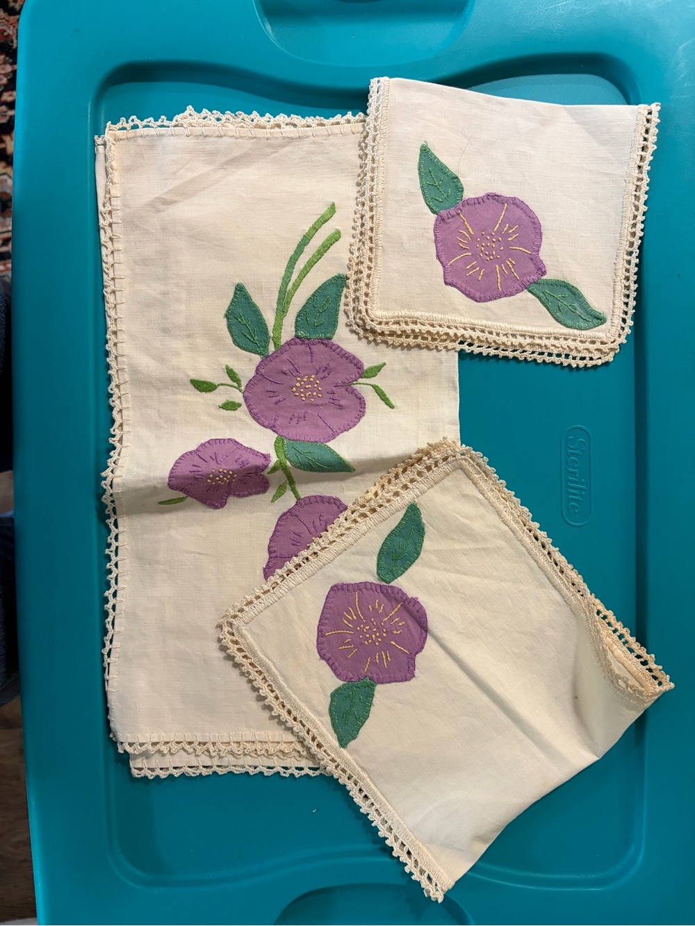 Vintage Bath Set Purple - Hand Made